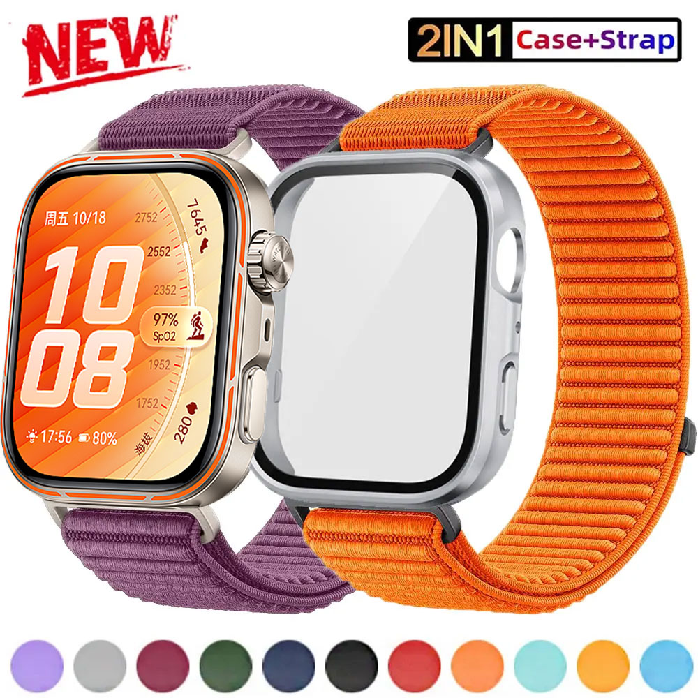 Huawei Smartwatch Accessories - Tempered Glass Case+Sport Strap For Huawei