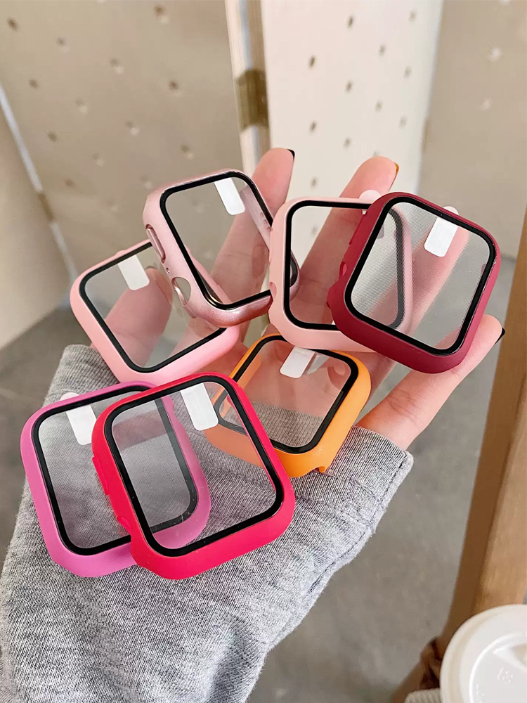 Tempered Glass+Case For Apple  - Smartwatch Band Accessories 리뷰 및 가격