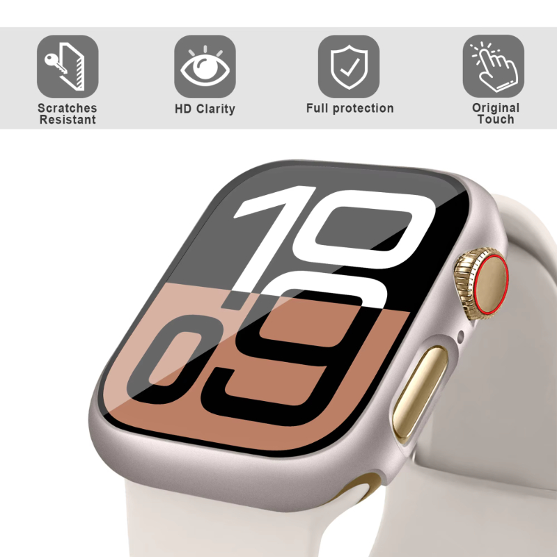 Tempered Glass+Case For Apple  - Smartwatch Band Accessories 리뷰 및 가격