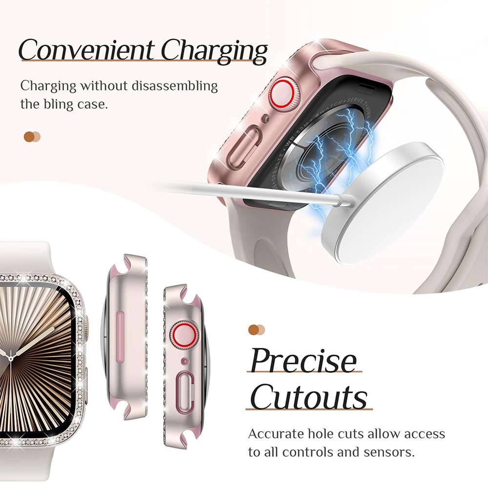 Diamond Case+Glass For Apple w - Smartwatch Band Accessories 리뷰 및 가격