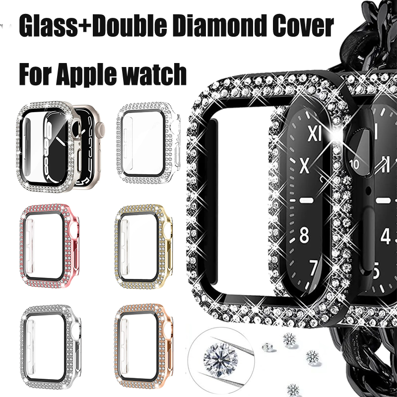 Glass+Diamond Cover For Apple  - Smartwatch Band Accessories 리뷰 및 가격