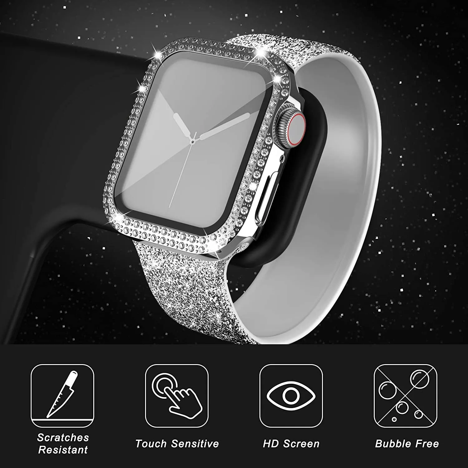 Glass+Diamond Cover For Apple  - Smartwatch Band Accessories 리뷰 및 가격