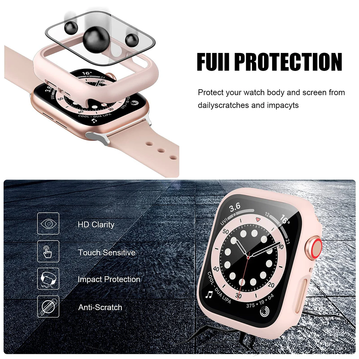 Tempered Glass+Cover For Apple - Smartwatch Band Accessories 리뷰 및 가격
